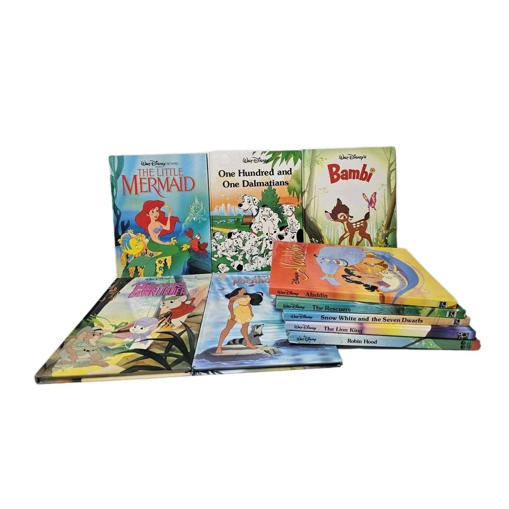 Vtg Lot Of 10 Disney Classic Series Hardcover Books Dalmations Lion King Aladdin